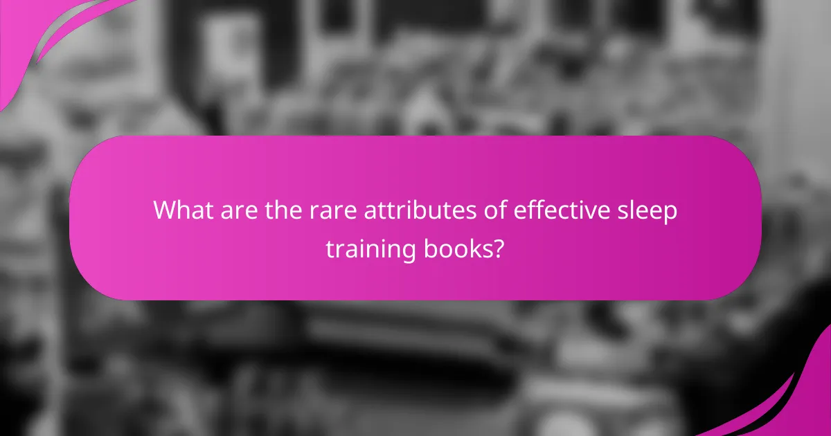 What are the rare attributes of effective sleep training books?
